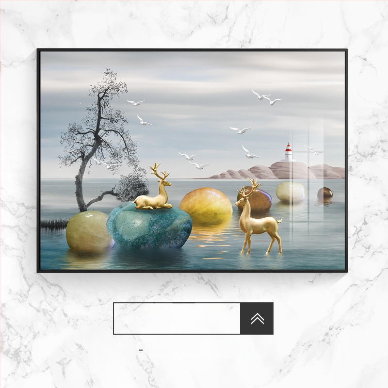 Διακοσμητικό έργο τοίχου για ηλεκτρικό μετρητή, τοπίο, κρεμαστό, πλαίσιο από κράμα αλουμινίου, πίνακας πορσελάνης με κρύσταλλο, νέο κινέζικο στυλ