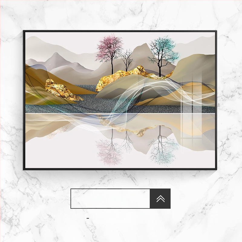 Διακοσμητικό έργο τοίχου για ηλεκτρικό μετρητή, τοπίο, κρεμαστό, πλαίσιο από κράμα αλουμινίου, πίνακας πορσελάνης με κρύσταλλο, νέο κινέζικο στυλ