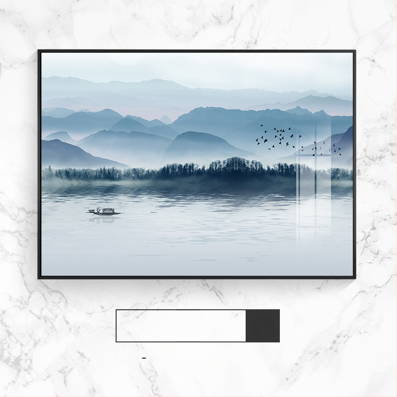 Διακοσμητικό έργο τοίχου για ηλεκτρικό μετρητή, τοπίο, κρεμαστό, πλαίσιο από κράμα αλουμινίου, πίνακας πορσελάνης με κρύσταλλο, νέο κινέζικο στυλ