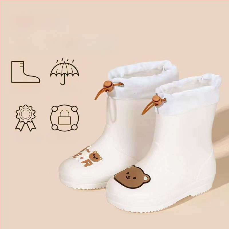 Ghete de ploaie pentru copii, până la gleznă, exterior PVC, impermeabile, talpă antiaderentă, căptușeală din bumbac, pentru vârste 6 luni–6 ani
