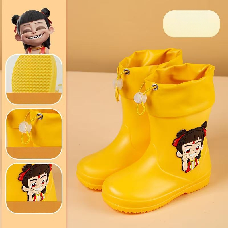 Ghete de ploaie pentru copii, până la gleznă, exterior PVC, impermeabile, talpă antiaderentă, căptușeală din bumbac, pentru vârste 6 luni–6 ani