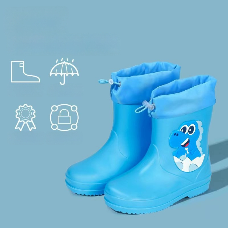 Ghete de ploaie pentru copii, până la gleznă, exterior PVC, impermeabile, talpă antiaderentă, căptușeală din bumbac, pentru vârste 6 luni–6 ani