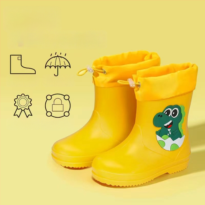 Ghete de ploaie pentru copii, până la gleznă, exterior PVC, impermeabile, talpă antiaderentă, căptușeală din bumbac, pentru vârste 6 luni–6 ani