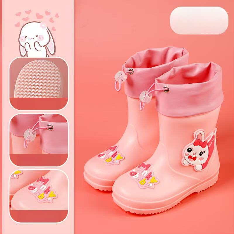 Ghete de ploaie pentru copii, până la gleznă, exterior PVC, impermeabile, talpă antiaderentă, căptușeală din bumbac, pentru vârste 6 luni–6 ani