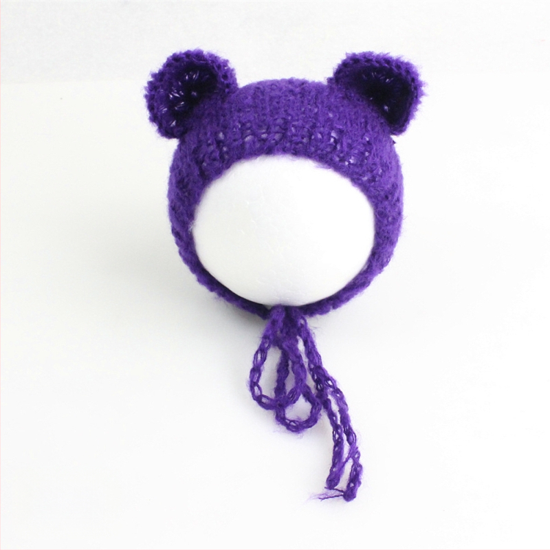 Πλεκτό καπέλο μωρού από mohair, σε μορφή αρκουδάκι, με κυκλικό θόλο, ζεστό για φωτογράφηση άνοιξη/φθινόπωρο, για 0–6 μηνών