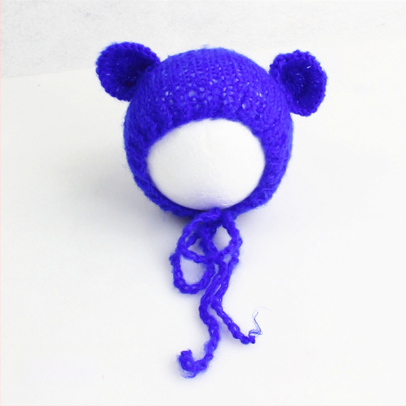 Πλεκτό καπέλο μωρού από mohair, σε μορφή αρκουδάκι, με κυκλικό θόλο, ζεστό για φωτογράφηση άνοιξη/φθινόπωρο, για 0–6 μηνών