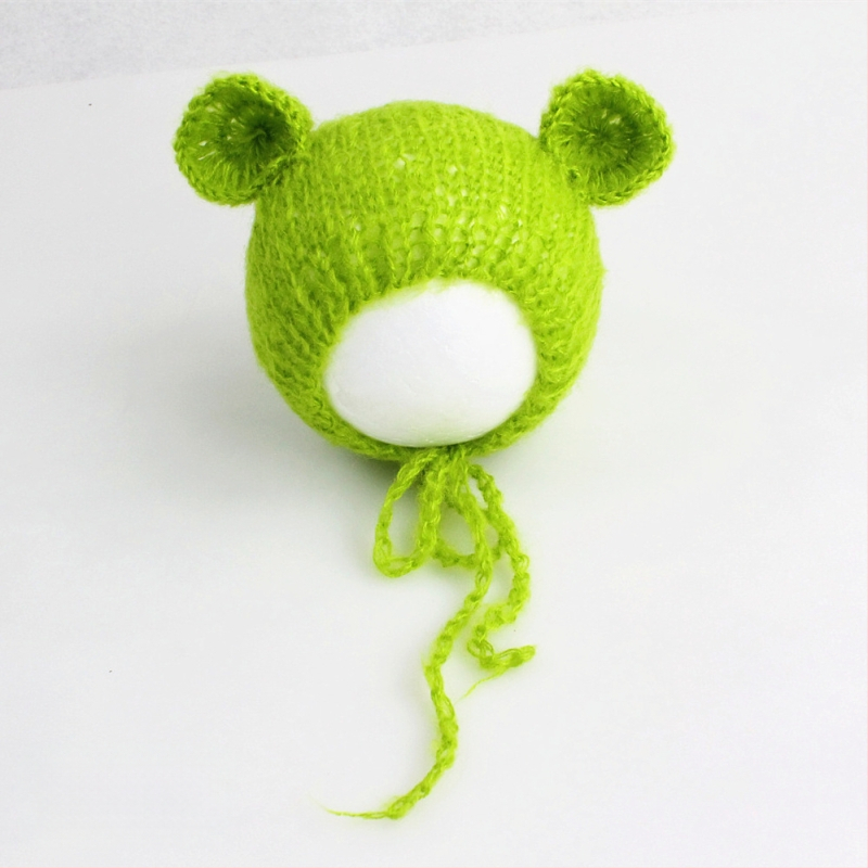 Πλεκτό καπέλο μωρού από mohair, σε μορφή αρκουδάκι, με κυκλικό θόλο, ζεστό για φωτογράφηση άνοιξη/φθινόπωρο, για 0–6 μηνών