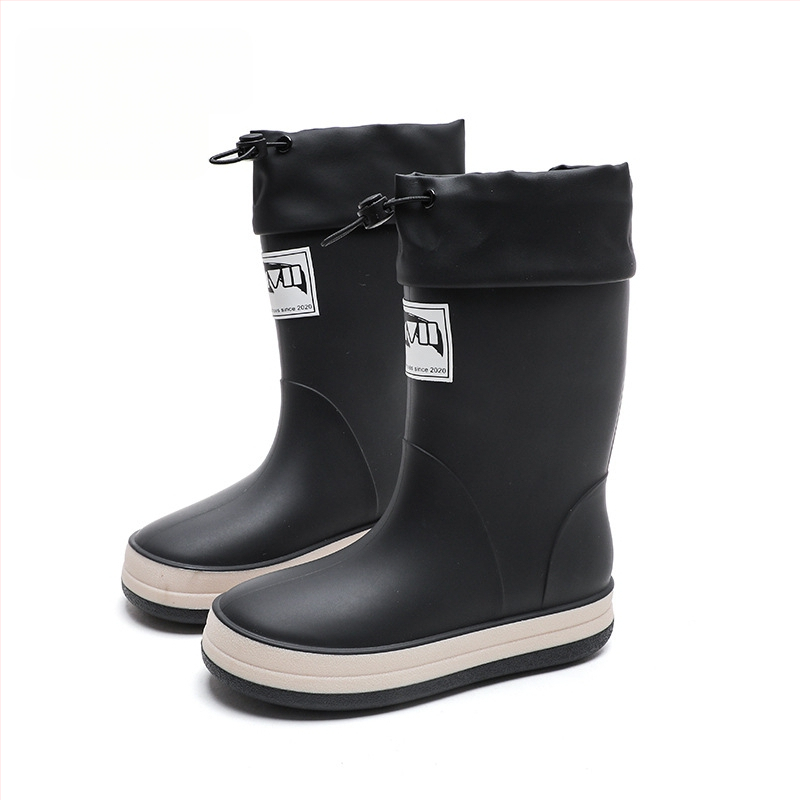 Cizme de ploaie, partea superioară din PVC, talpă plată, model monocrom, unisex