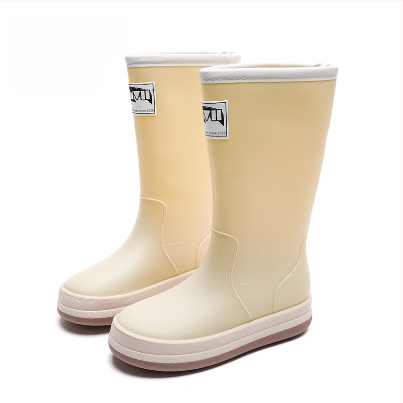 Cizme de ploaie, partea superioară din PVC, talpă plată, model monocrom, unisex