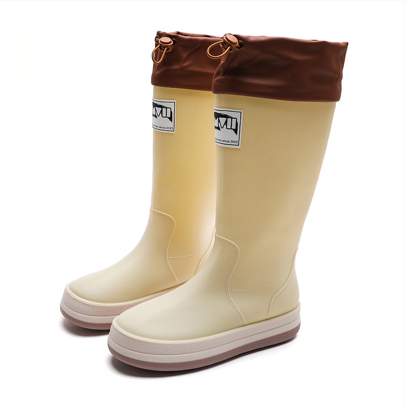 Cizme de ploaie, partea superioară din PVC, talpă plată, model monocrom, unisex