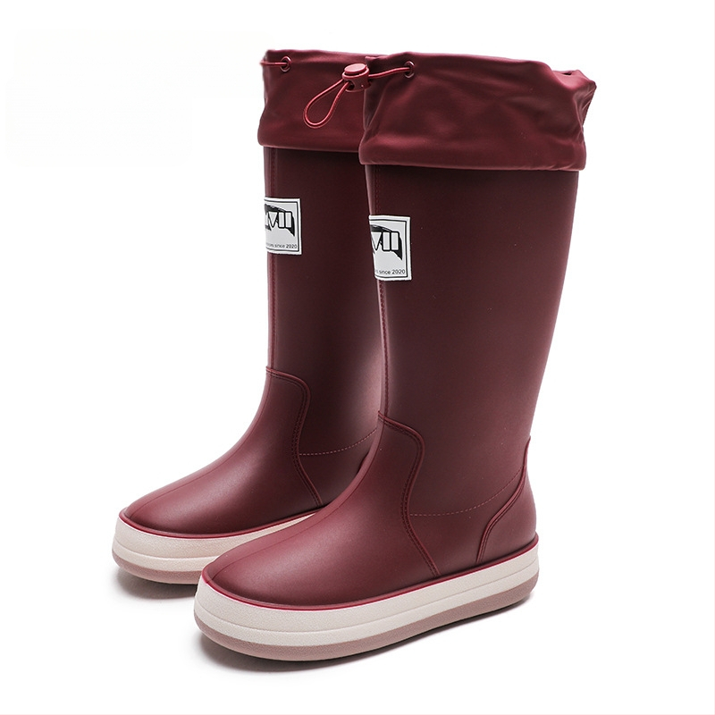 Cizme de ploaie, partea superioară din PVC, talpă plată, model monocrom, unisex