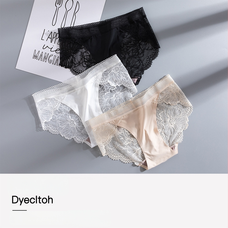 Dámske nohavičky z nylonu s bavlnenou intímnou časťou, priedušné, bez viditeľných línií, Jacquard tkanie