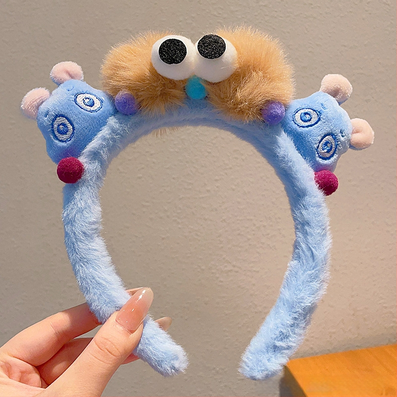 Плюшена лента за глава, ръчно изработена, забавна с големи очи – карикатурен аксесоар за коса, унисекс