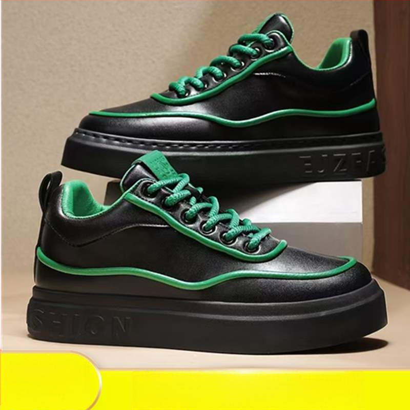 Ανδρικά-Γυναικεία board shoes από PU δέρμα με εσωτερική αύξηση ύψους, μεσαίου ύψους παπούτσια casual για καθημερινή χρήση, κορδόνια, καουτσούκ σόλα