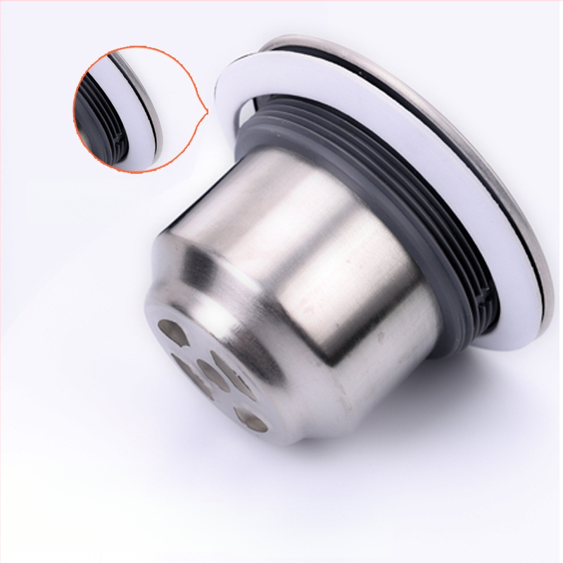 Súprava odtokov pre kuchynský drez z nehrdzavejúcej ocele, ťahový typ, moderný minimalistický štýl, model: Kitchen Sink Steel Head