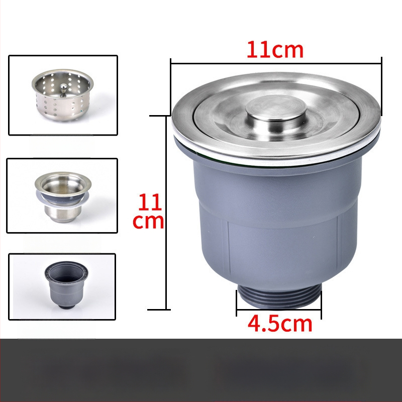 Súprava odtokov pre kuchynský drez z nehrdzavejúcej ocele, ťahový typ, moderný minimalistický štýl, model: Kitchen Sink Steel Head