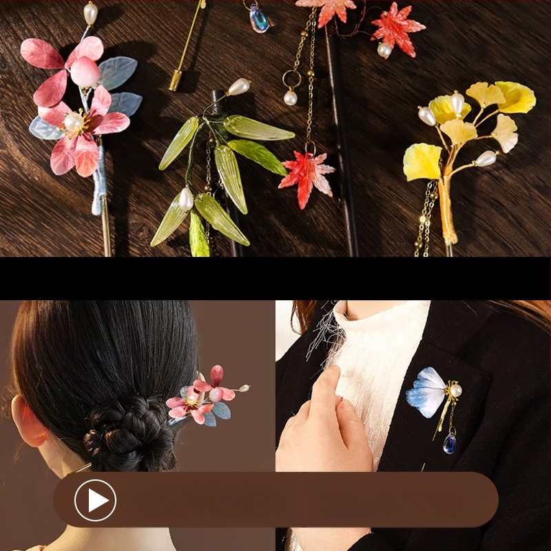 Clip de păr cu floare din velur — Set DIY de materiale, stil antic, aliaj, ambalat individual, primăvara 2025