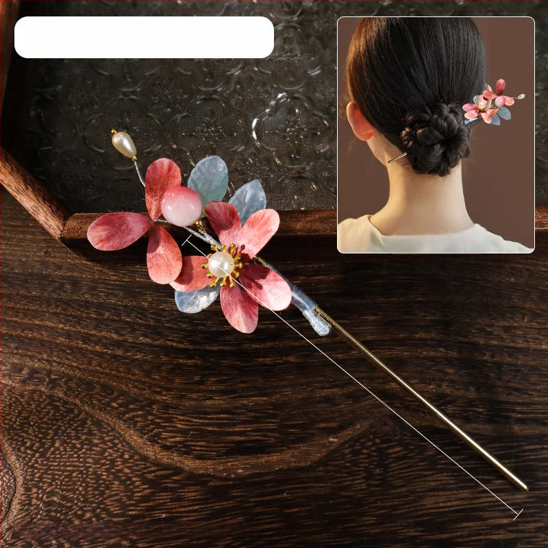 Clip de păr cu floare din velur — Set DIY de materiale, stil antic, aliaj, ambalat individual, primăvara 2025