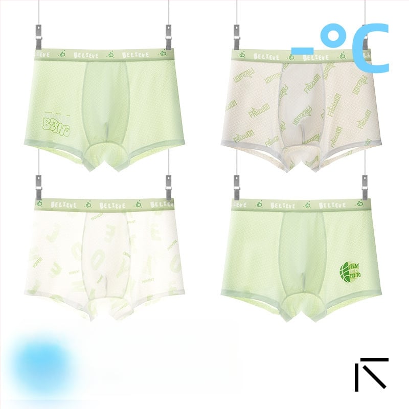 Boxeri pentru copii băieți, material Ice Silk, 85% nylon, 15% spandex, vară 2025, fără cusături