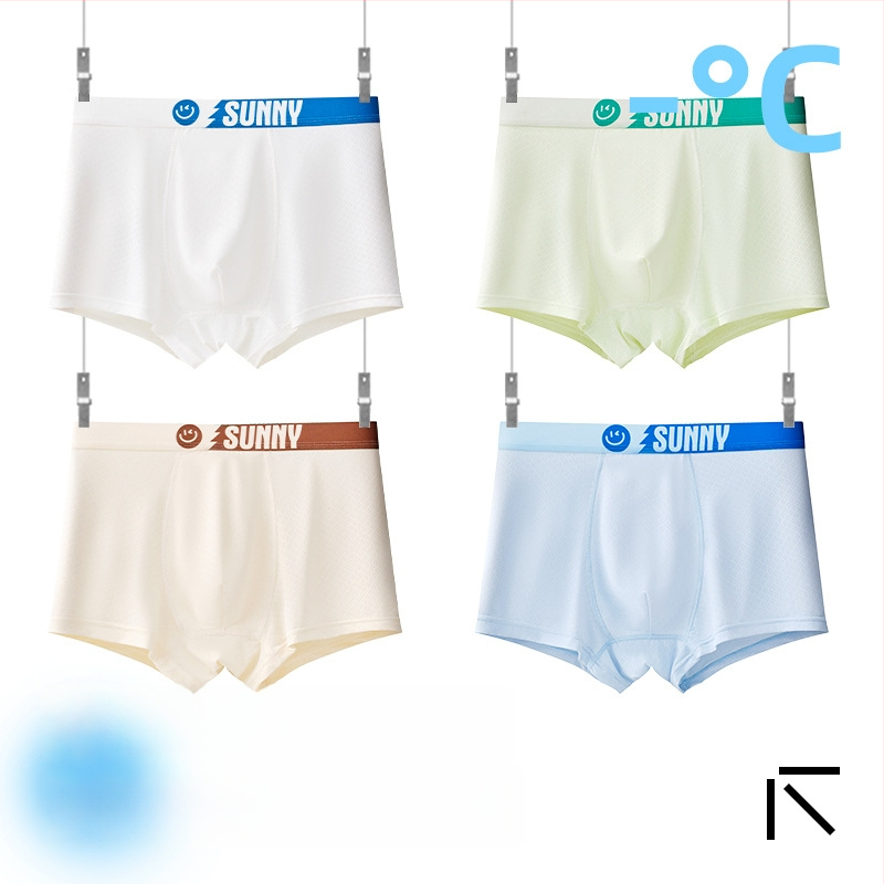 Boxeri pentru copii băieți, material Ice Silk, 85% nylon, 15% spandex, vară 2025, fără cusături