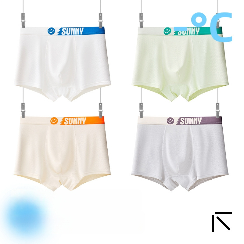 Boxeri pentru copii băieți, material Ice Silk, 85% nylon, 15% spandex, vară 2025, fără cusături