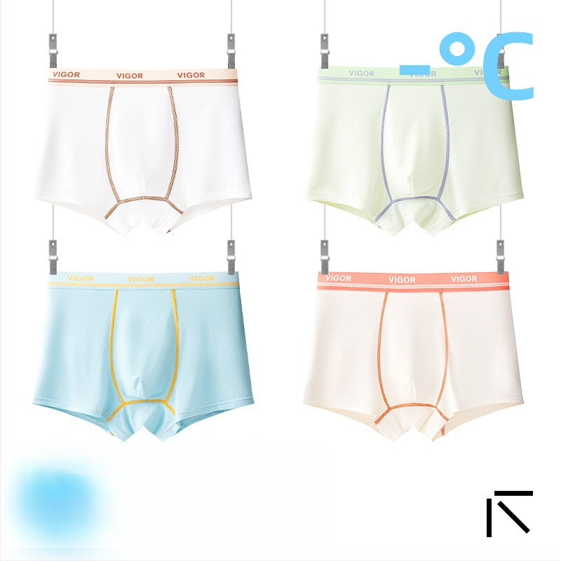 Boxeri pentru copii băieți, material Ice Silk, 85% nylon, 15% spandex, vară 2025, fără cusături