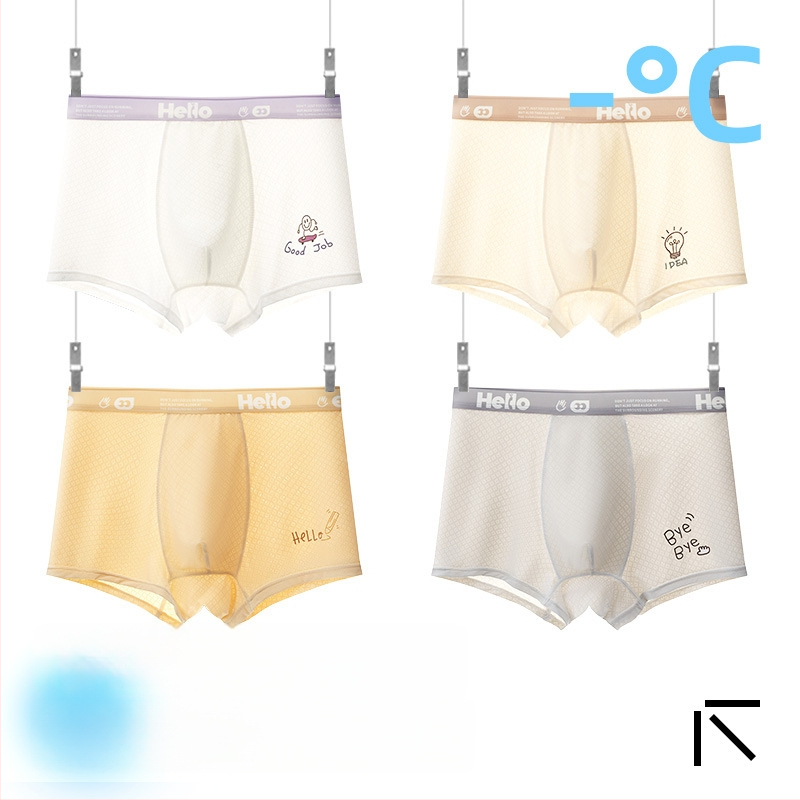 Boxeri pentru copii băieți, material Ice Silk, 85% nylon, 15% spandex, vară 2025, fără cusături