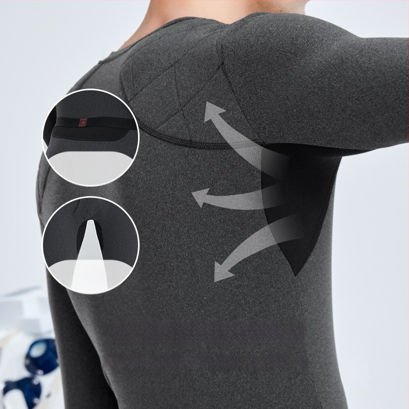 Set termic din aerogel, unisex, căptușit cu fleece, protecție la genunchi, guler rotund, mâneci lungi și pantaloni, strat unic, 181–200 g/m²