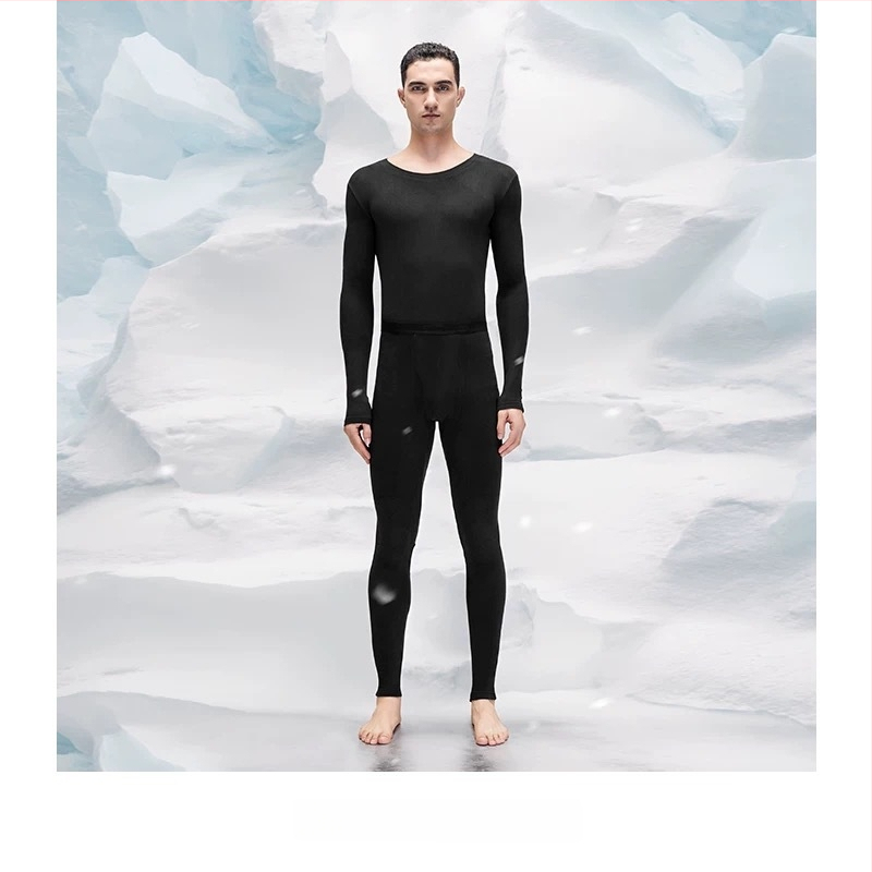 Set termic din aerogel, unisex, căptușit cu fleece, protecție la genunchi, guler rotund, mâneci lungi și pantaloni, strat unic, 181–200 g/m²