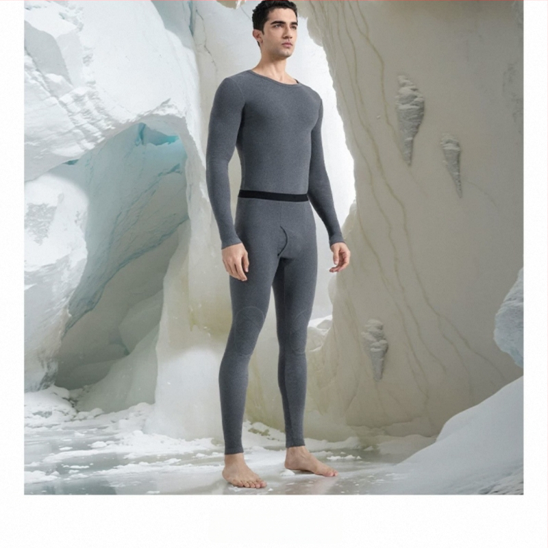 Set termic din aerogel, unisex, căptușit cu fleece, protecție la genunchi, guler rotund, mâneci lungi și pantaloni, strat unic, 181–200 g/m²