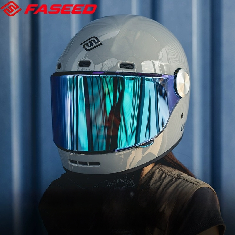 FASEED Ρετρό πλήρους προσώπου κράνος μοτοσικλέτας, ABS, πιστοποιημένο 3C, γενικής χρήσης τεσσάρων εποχών