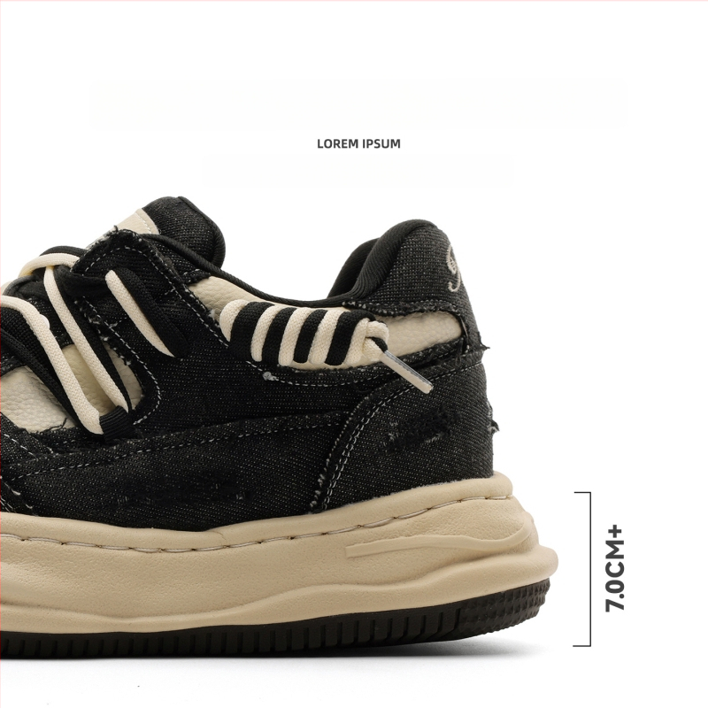 Okko αθλητικά παπούτσια με αύξηση ύψους 7 cm, επάνω μέρος από συνδυασμό υλικών, χαμηλό πάνω μέρος, κορδόνια, καουτσούκ σόλα, πάτος από μικροϊνες δέρματος