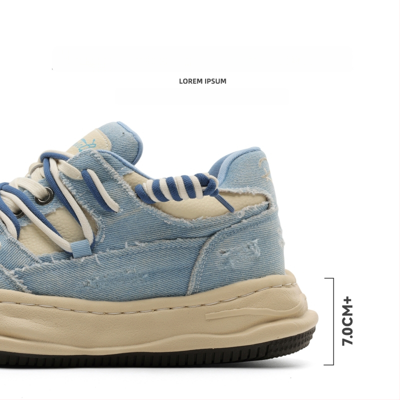 Okko αθλητικά παπούτσια με αύξηση ύψους 7 cm, επάνω μέρος από συνδυασμό υλικών, χαμηλό πάνω μέρος, κορδόνια, καουτσούκ σόλα, πάτος από μικροϊνες δέρματος