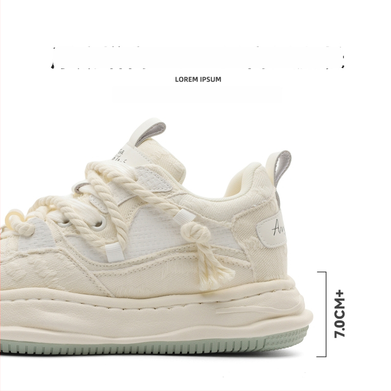 Okko αθλητικά παπούτσια με αύξηση ύψους 7 cm, επάνω μέρος από συνδυασμό υλικών, χαμηλό πάνω μέρος, κορδόνια, καουτσούκ σόλα, πάτος από μικροϊνες δέρματος