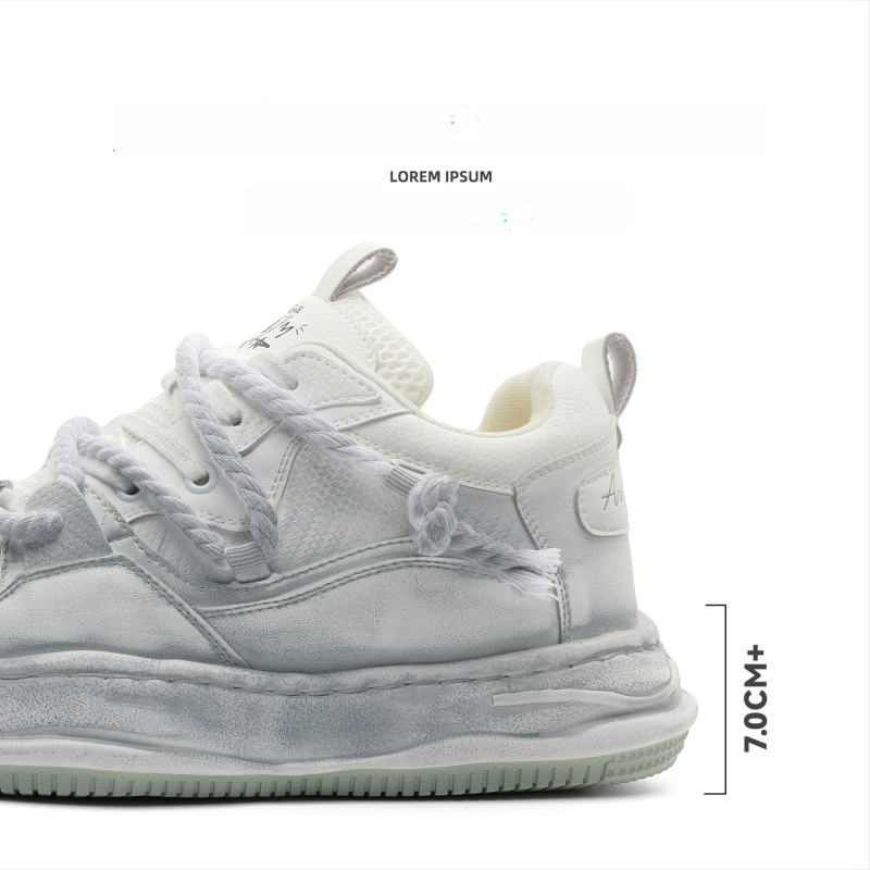 Okko αθλητικά παπούτσια με αύξηση ύψους 7 cm, επάνω μέρος από συνδυασμό υλικών, χαμηλό πάνω μέρος, κορδόνια, καουτσούκ σόλα, πάτος από μικροϊνες δέρματος