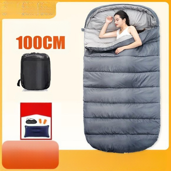 Spací vak pre dospelých, vonkajší, široký a hrubý, všetky ročné obdobia, prenosný, obálkový dizajn; materiál: nylon; podšívka: polyester-bavlna
