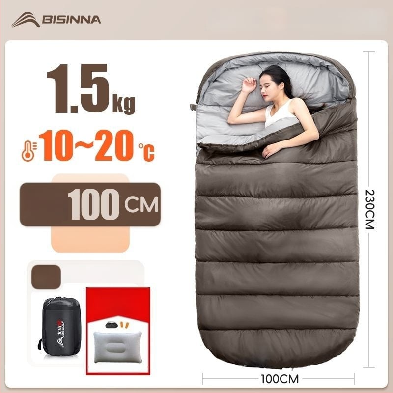 Spací vak pre dospelých, vonkajší, široký a hrubý, všetky ročné obdobia, prenosný, obálkový dizajn; materiál: nylon; podšívka: polyester-bavlna