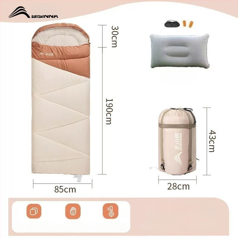 Spací vak pre dospelých, vonkajší, široký a hrubý, všetky ročné obdobia, prenosný, obálkový dizajn; materiál: nylon; podšívka: polyester-bavlna
