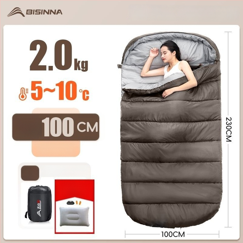 Spací vak pre dospelých, vonkajší, široký a hrubý, všetky ročné obdobia, prenosný, obálkový dizajn; materiál: nylon; podšívka: polyester-bavlna