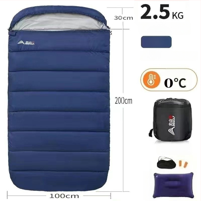 Spací vak pre dospelých, vonkajší, široký a hrubý, všetky ročné obdobia, prenosný, obálkový dizajn; materiál: nylon; podšívka: polyester-bavlna