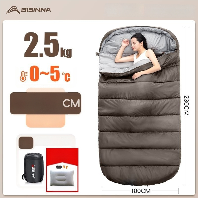 Spací vak pre dospelých, vonkajší, široký a hrubý, všetky ročné obdobia, prenosný, obálkový dizajn; materiál: nylon; podšívka: polyester-bavlna