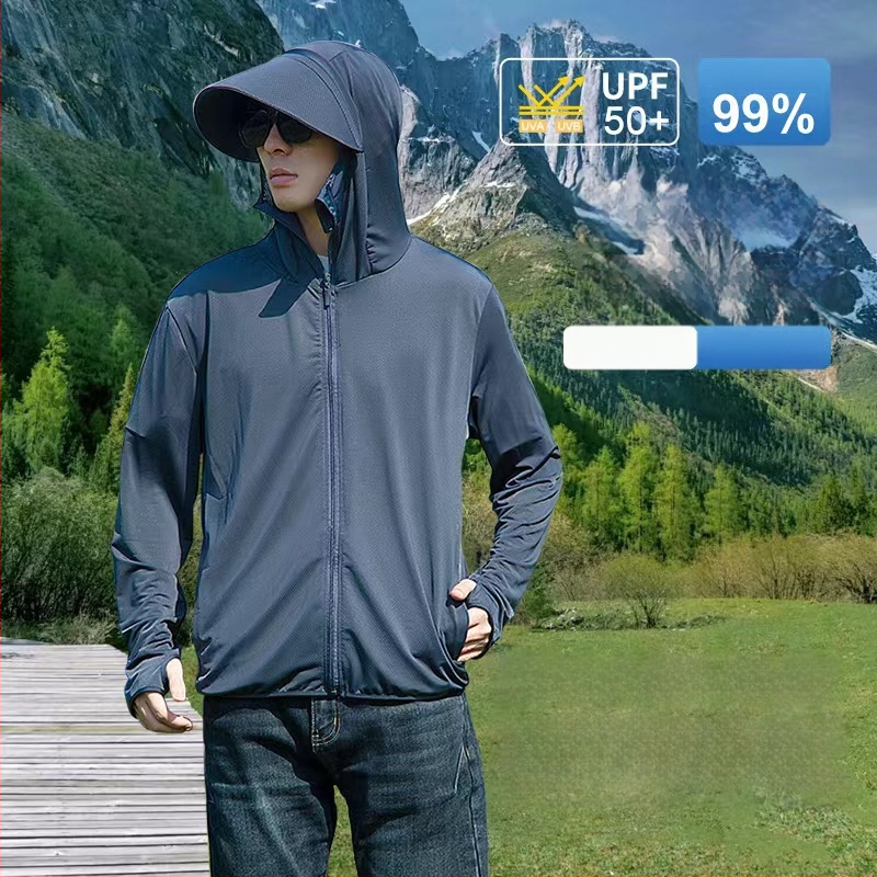 Vonkajšia vetrovka s kapucňou, odnímateľná, UPF50+ UV ochrana, priedušná, rýchloschnúca