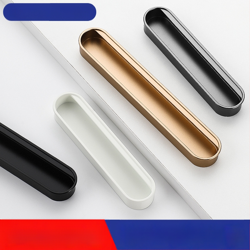 Κρυφή ενσωματωμένη λαβή για πόρτες ντουλαπιών — Αλουμινίου κράμα, επίστρωση με ψεκασμό, μοντέρνο μινιμαλιστικό στυλ