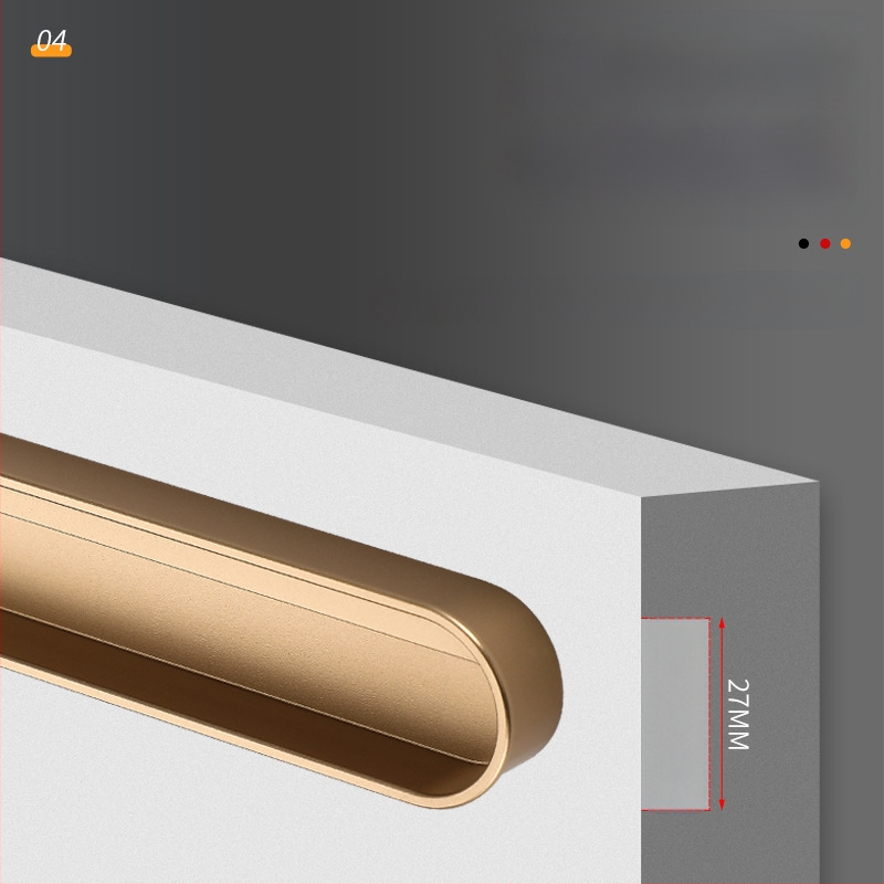 Κρυφή ενσωματωμένη λαβή για πόρτες ντουλαπιών — Αλουμινίου κράμα, επίστρωση με ψεκασμό, μοντέρνο μινιμαλιστικό στυλ