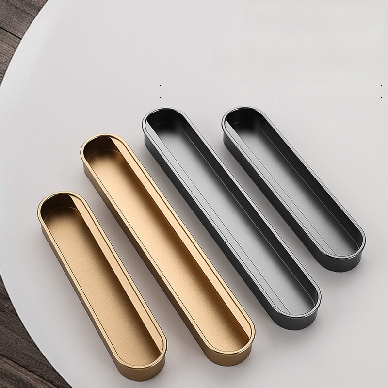 Κρυφή ενσωματωμένη λαβή για πόρτες ντουλαπιών — Αλουμινίου κράμα, επίστρωση με ψεκασμό, μοντέρνο μινιμαλιστικό στυλ