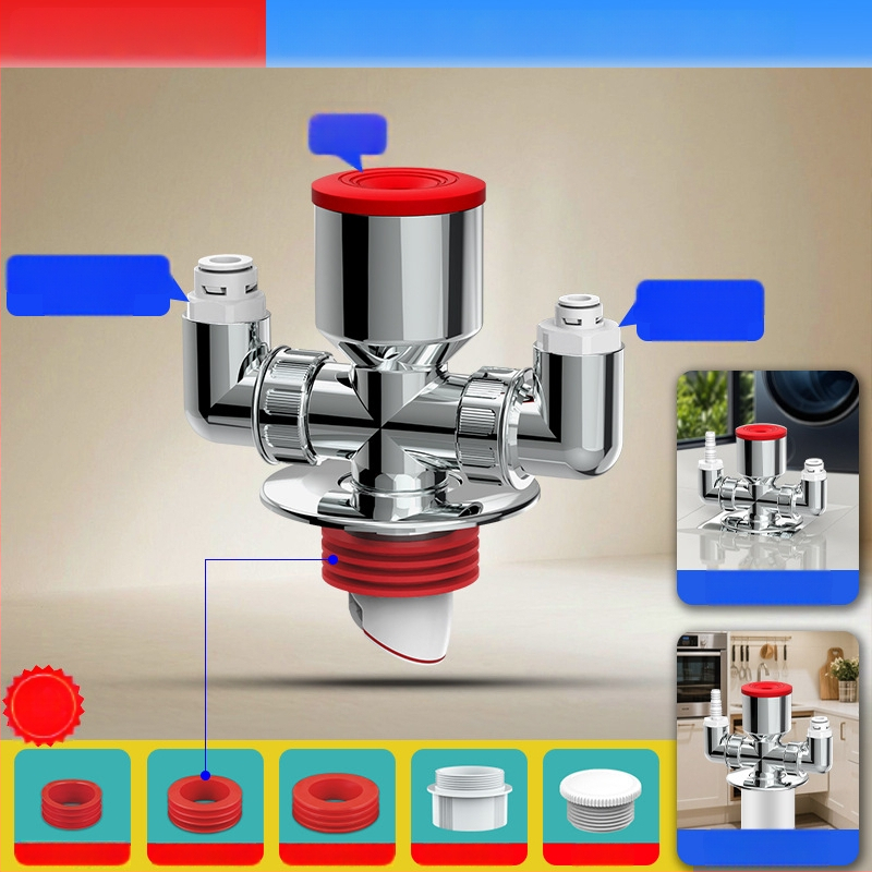 ABS materiál práčka odtok trojramenný rozdeľovač, 20 mm odbočovací priemer, 60 mm výška vodného tesnenia, teplotný rozsah -20 až 90, montáž ručným tlakom