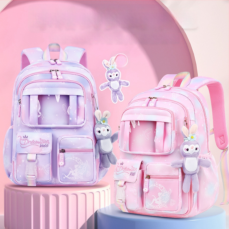 Ghiozdan pentru școală pentru fete din Oxford — respirabil, ultra-ușor, reduce sarcina, model gradient, bretele curbate