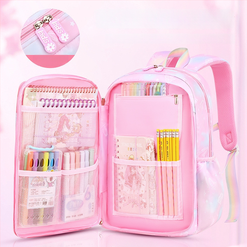 Ghiozdan pentru școală pentru fete din Oxford — respirabil, ultra-ușor, reduce sarcina, model gradient, bretele curbate