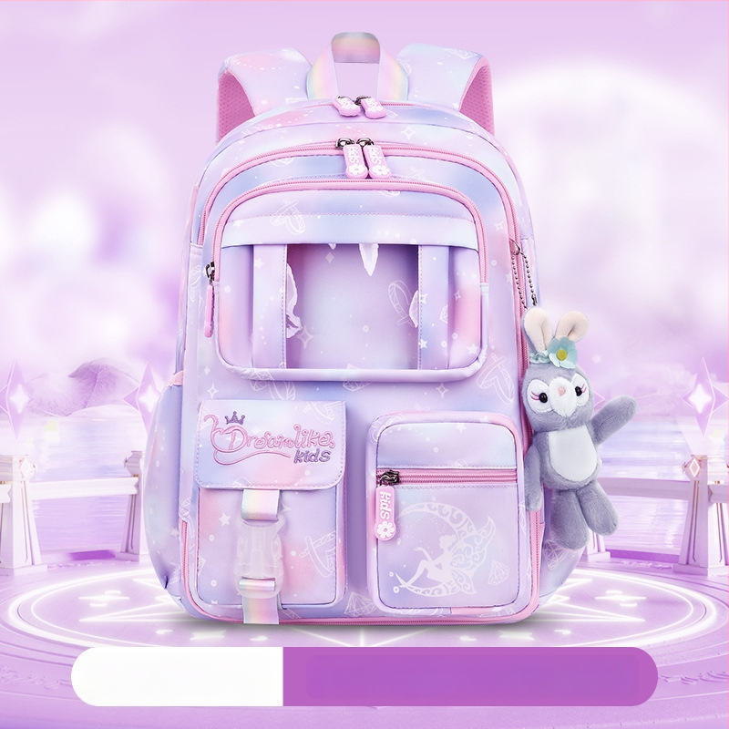 Ghiozdan pentru școală pentru fete din Oxford — respirabil, ultra-ușor, reduce sarcina, model gradient, bretele curbate