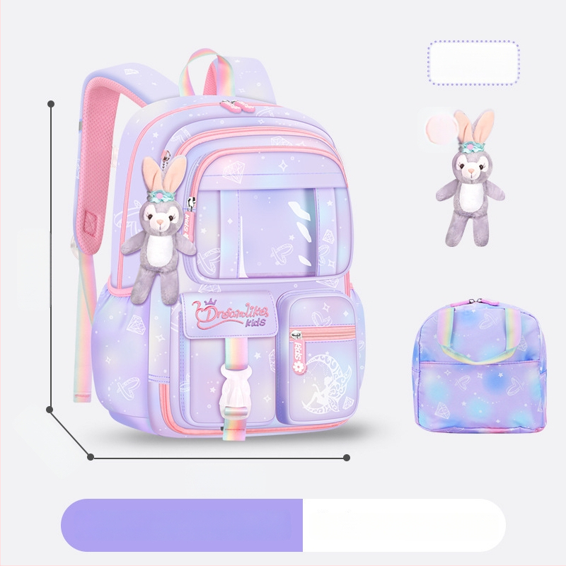 Ghiozdan pentru școală pentru fete din Oxford — respirabil, ultra-ușor, reduce sarcina, model gradient, bretele curbate